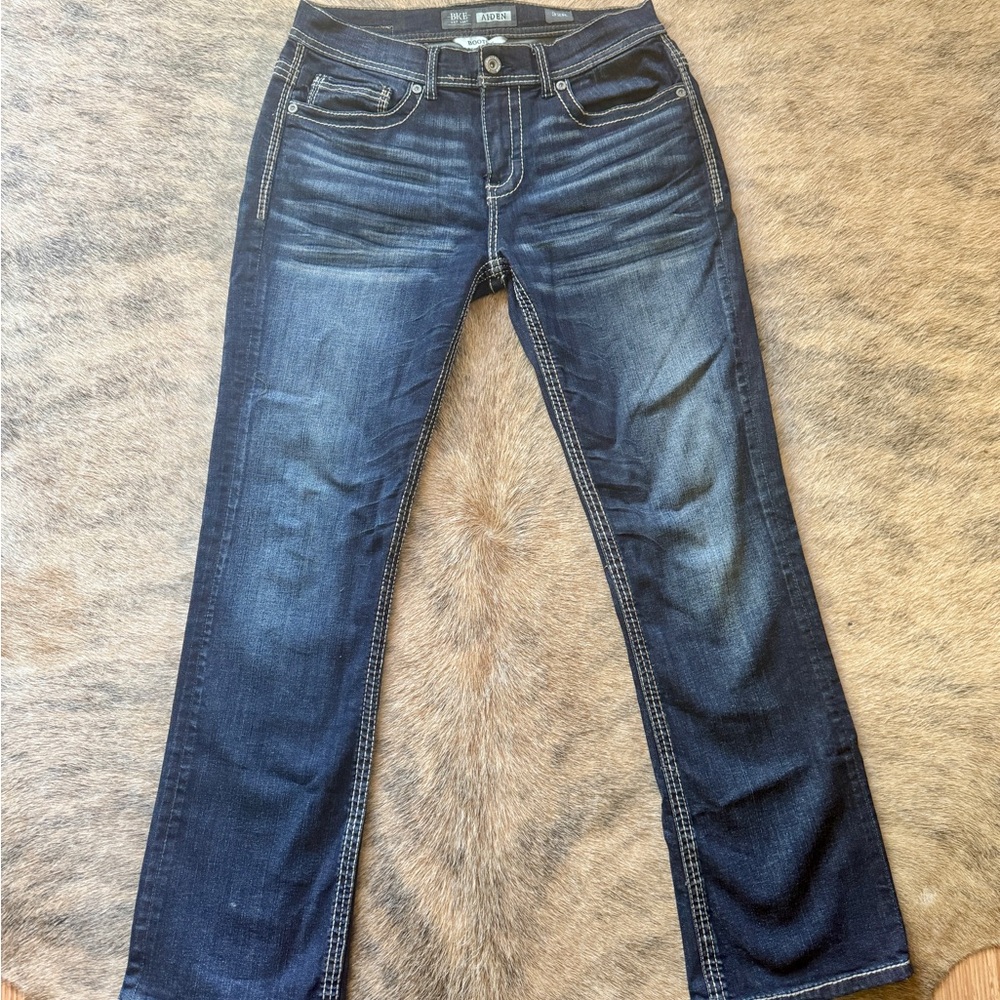 BKE Blue Bootcut Jeans with Vintage Fading